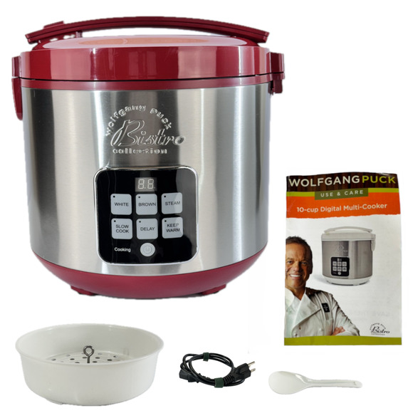 Wolfgang Puck 10 Cup Digital Multi Cooker Bistro Collection Stain Steel Red - Picture 1 of 12